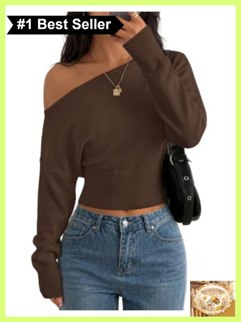 Off Shoulder Cinched Waist Cropped Sweater Puff Long Sleeve Knit Pullover